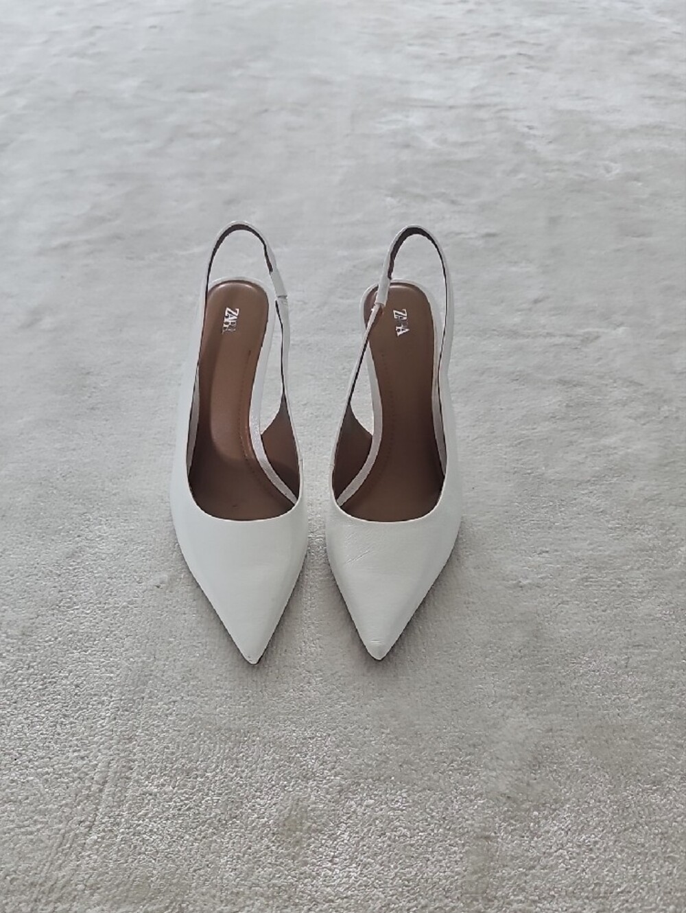 Zara White Sculpted Slingback Wedge Heels - Picture 4 of 6